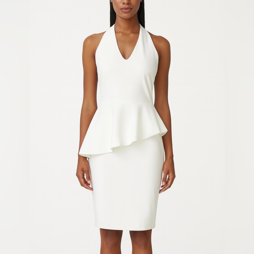 Chiara Boni La Petite‎ Robe White Halter Peplum Dress Women’s Medium Cocktail